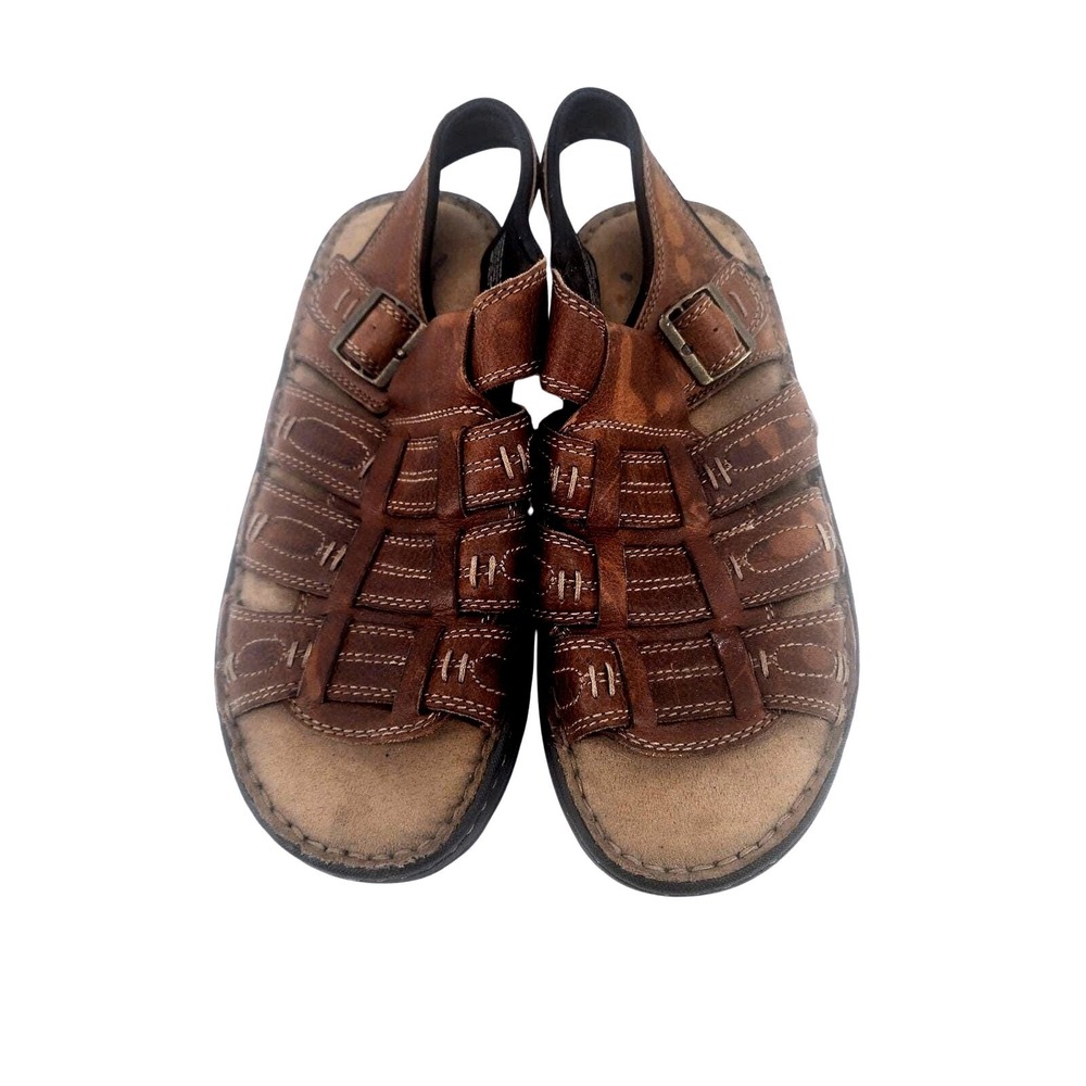 Journeys Mens Brown Leather Fisherman Sandals Slingback Size 12